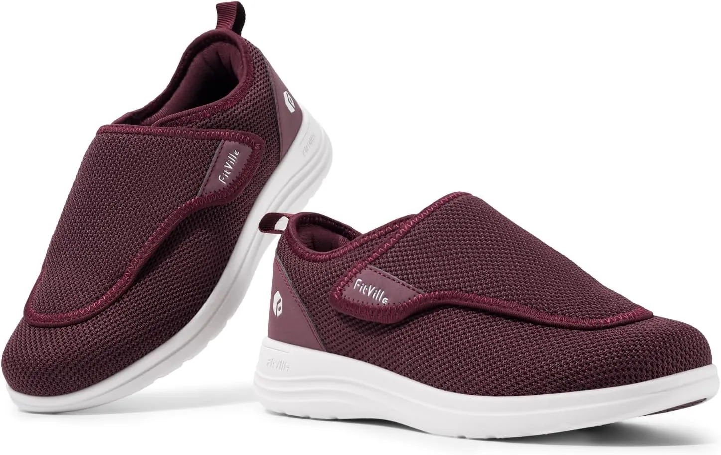 FitVille Diabetic Shoes for Women Extra Wide Walking Shoes Slip-On Orthopedic Shoes with Adjustable Strap for Swollen Feet Neuropathy - EasyTop Wings V2
