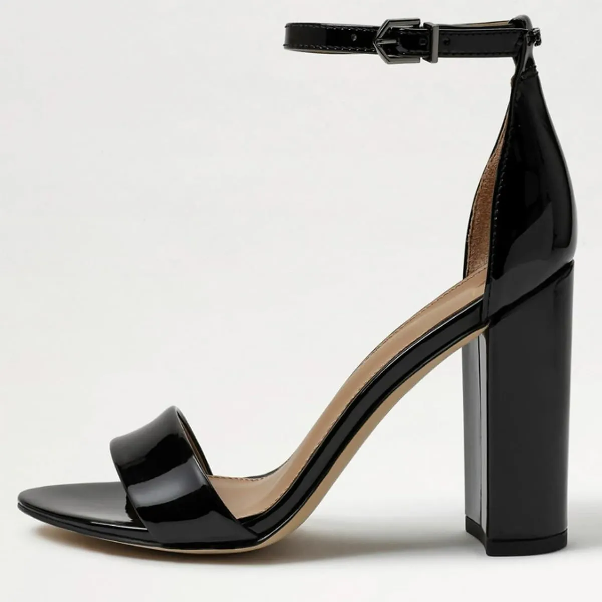 FSJ Women Classic Chunky High Heel Sandals Open Toe Ankle Strap Single Band Dress Shoe Size 4-15 US