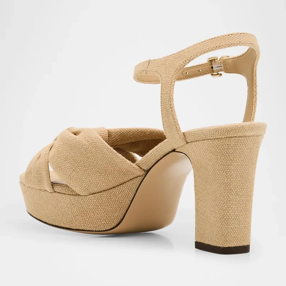 FSJ Women Platform Chunky Heels Ankle Strap Sandals Knot Peep Toe Block Heels Comfort Wedding Sexy Dress Shoes Size 4-16 US
