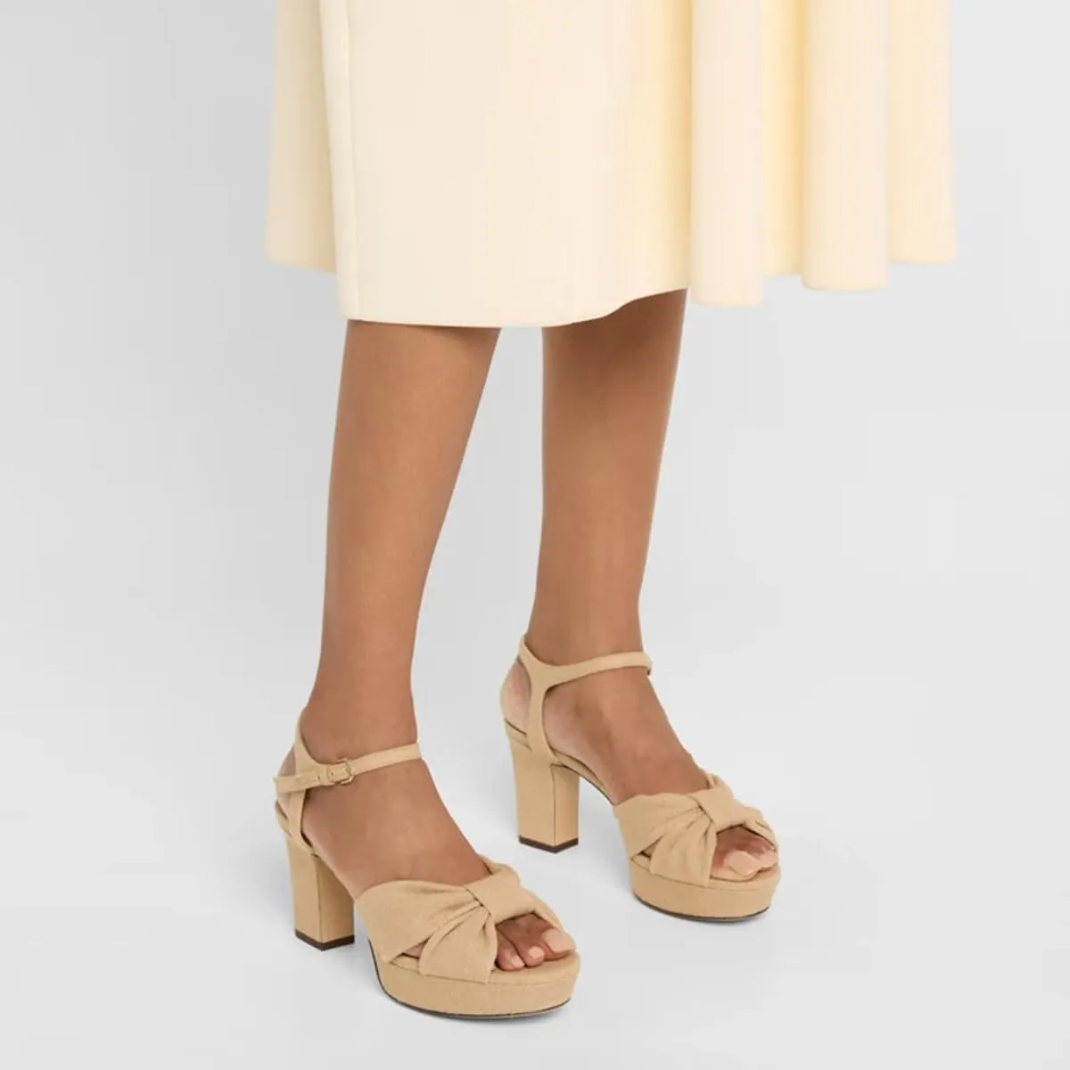 FSJ Women Platform Chunky Heels Ankle Strap Sandals Knot Peep Toe Block Heels Comfort Wedding Sexy Dress Shoes Size 4-16 US