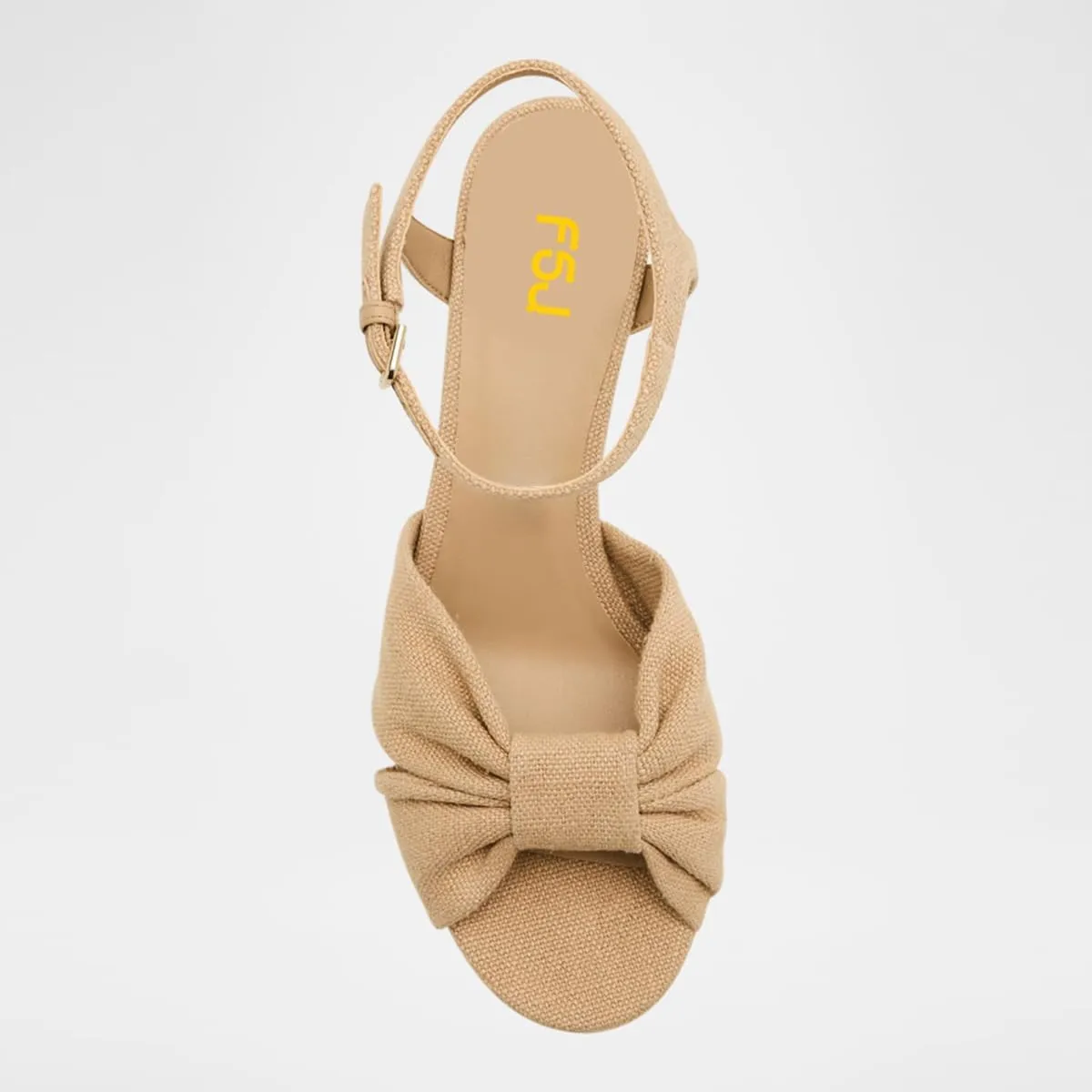 FSJ Women Platform Chunky Heels Ankle Strap Sandals Knot Peep Toe Block Heels Comfort Wedding Sexy Dress Shoes Size 4-16 US
