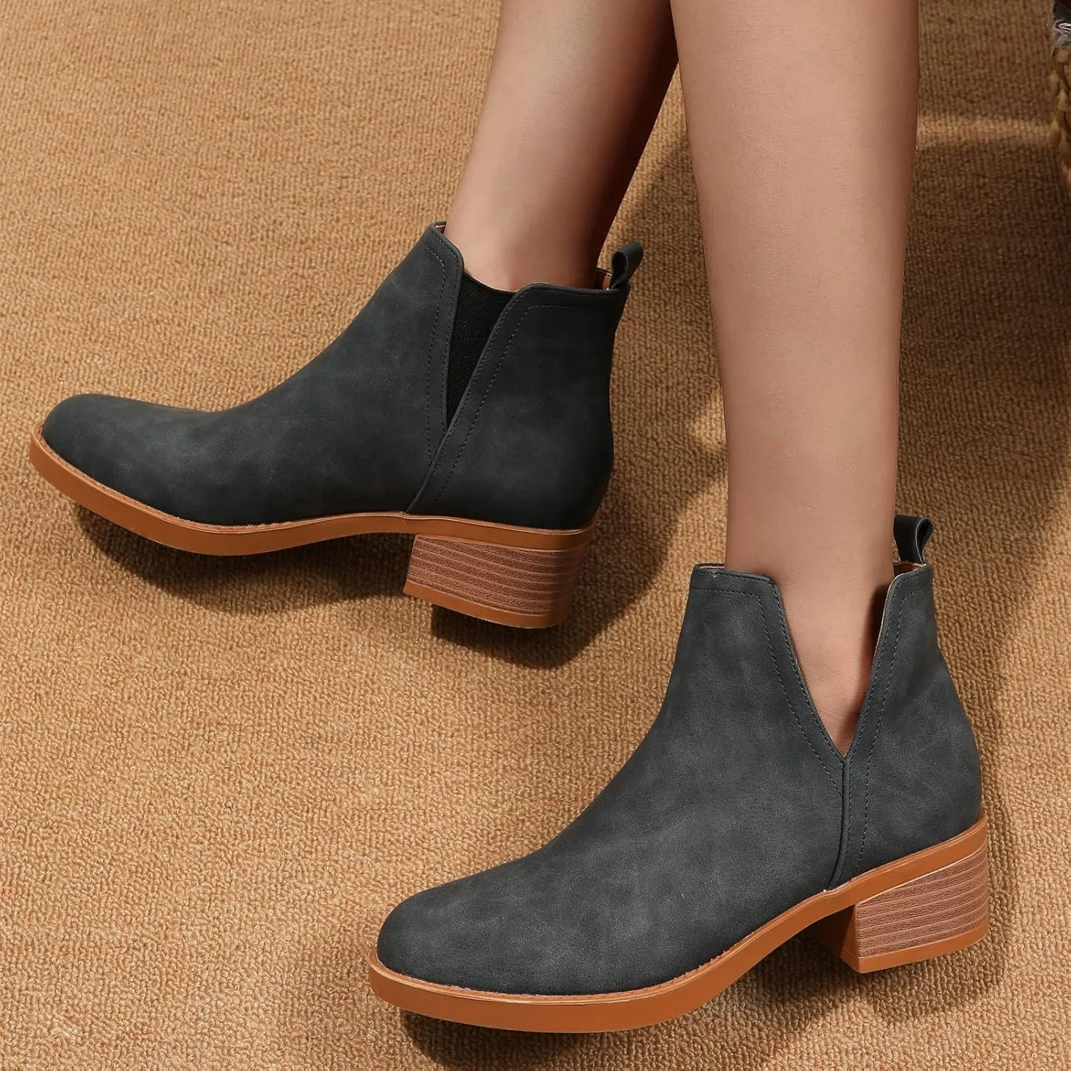 Gibobby Boots for Women Low Heel Arch Support Boots Comfortable Casual Short Ankle Booties Everyday Boots 52