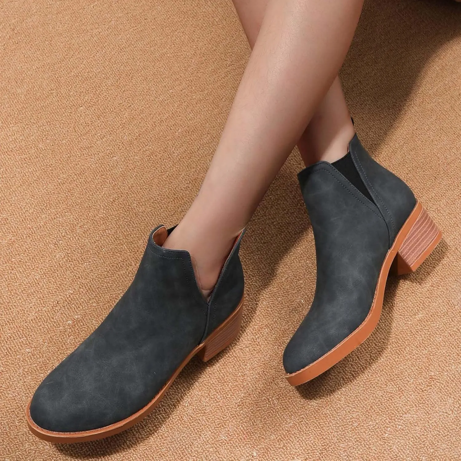 Gibobby Boots for Women Low Heel Arch Support Boots Comfortable Casual Short Ankle Booties Everyday Boots 52