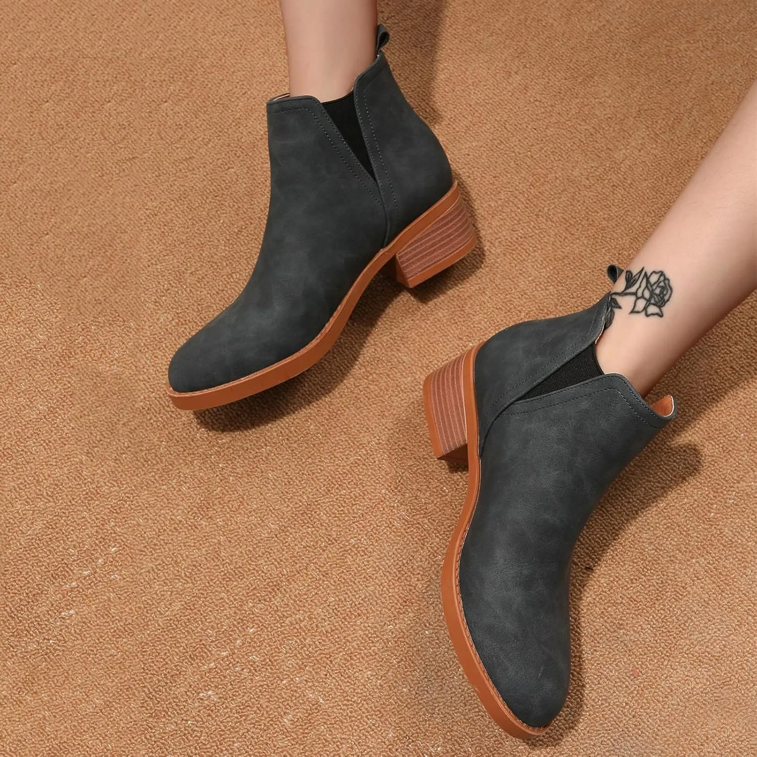 Gibobby Boots for Women Low Heel Arch Support Boots Comfortable Casual Short Ankle Booties Everyday Boots 52