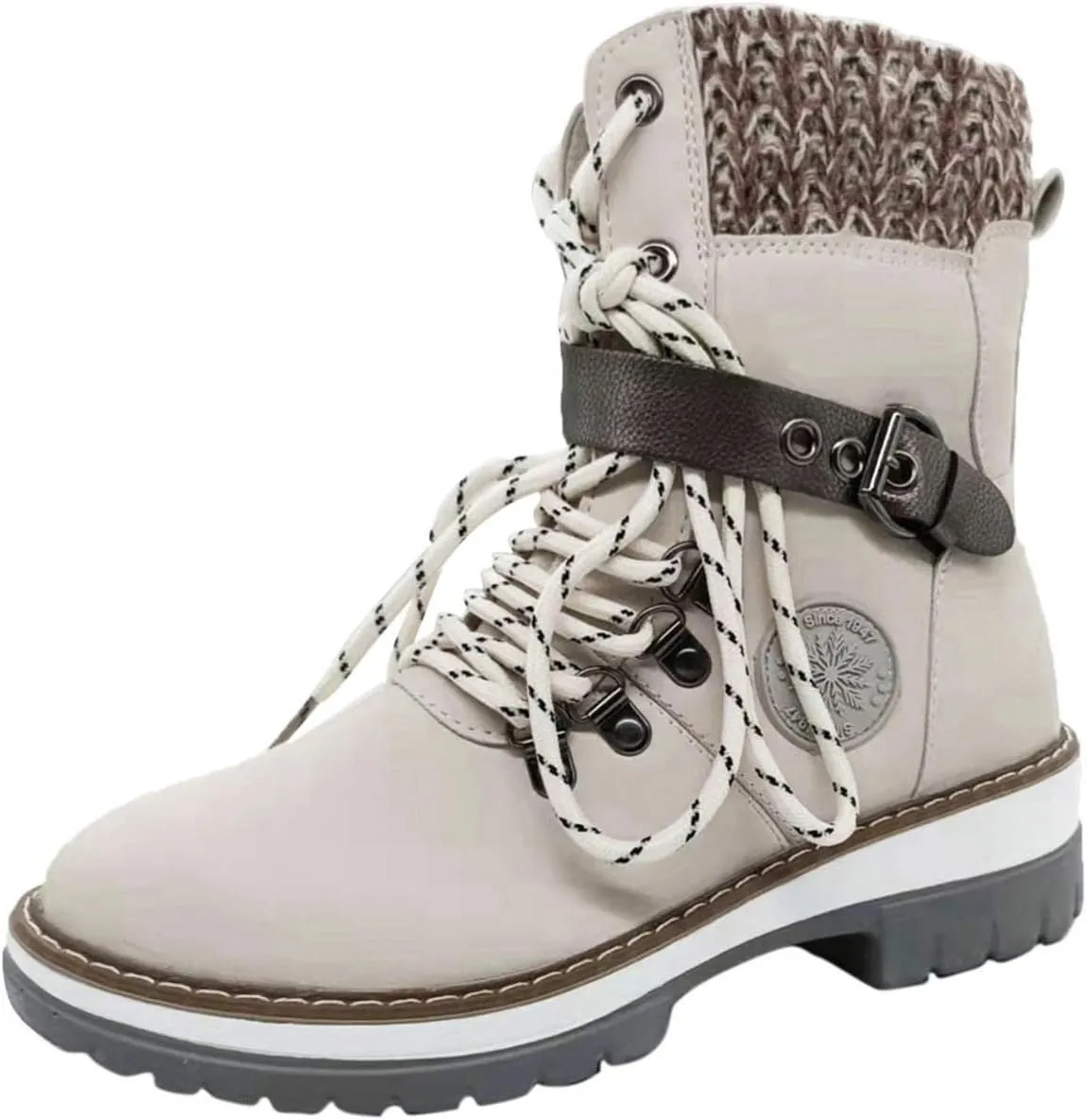 Gibobby Women's Chunky High Heel Ankle Booties, Fashion Lace Up Boots, Motorcycle Boots, Military Combat Boots, Black, All Seasons, Waterproof, Casual, Size: Asian