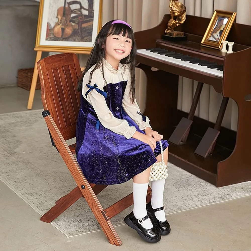 Girl's Classic Mary Jane School Uniform Shoes Flat Dress Shoes Pearl Strap Princess Dress Shoe