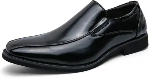 HOOENG Dress Oxford for Men Slip On Square Toe Bike Toe Vegan Leather Slip Resistant Rubber Sole Low Top Working (Color : Black, Size : 6.5)