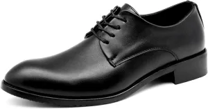 HOOENG Formal Shoes for Men Lace Up Round Toe Derby Shoes Vegan Leather Low Top Rubber Sole Slip Resistant Business (Color : Black, Size : 8)