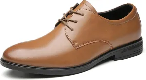 HOOENG Oxford Shoes for Men Lace Up Derby Shoes Round Toe Vegan Leather Low Top Resistant Non Slip Block Heel Classic (Color : Brown, Size : 9)