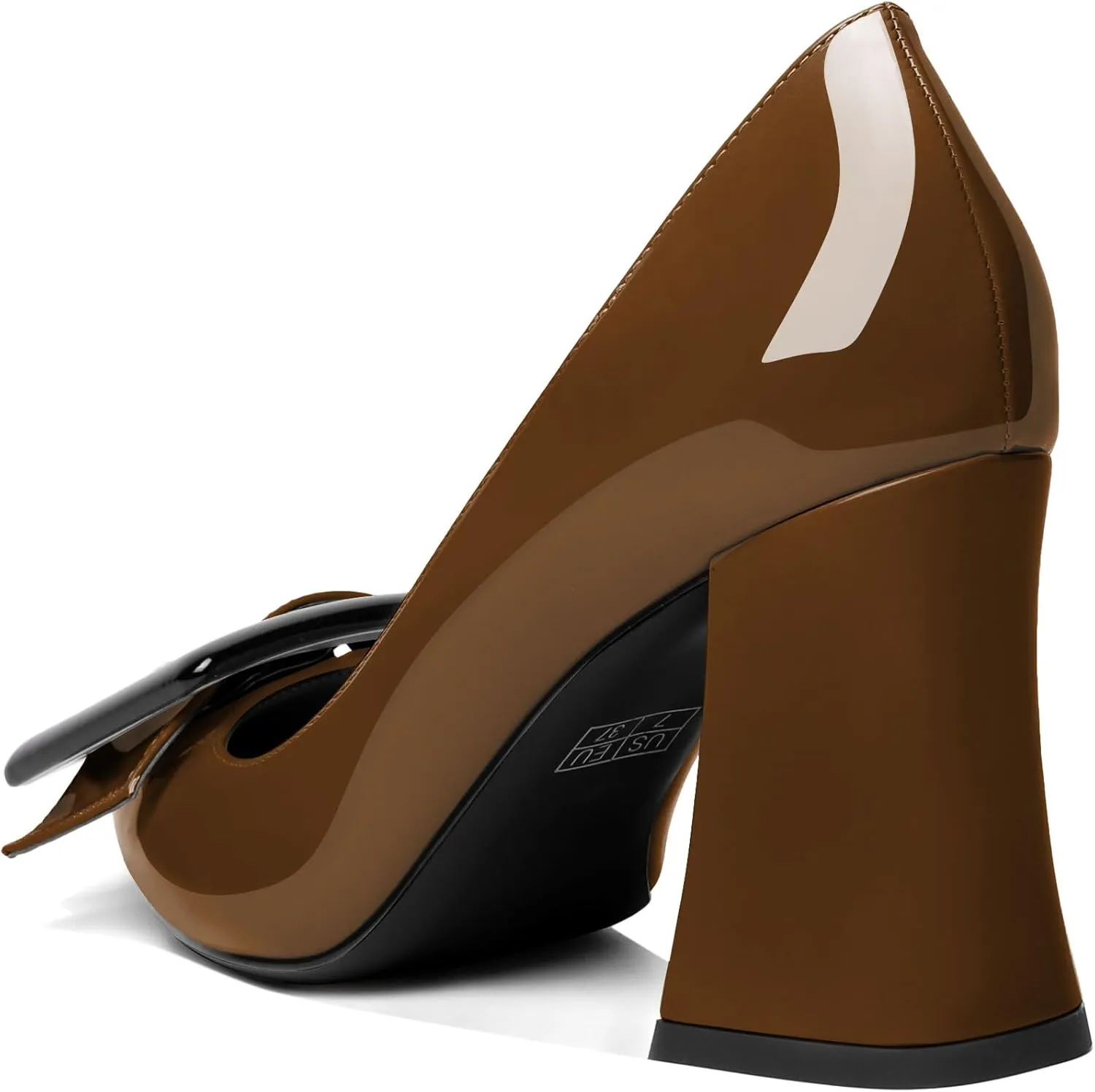 Joseywade Womens Chunky Heels High Block Heel Round Closed Toe Pumps Slip-on 3.5" Dress Shoes