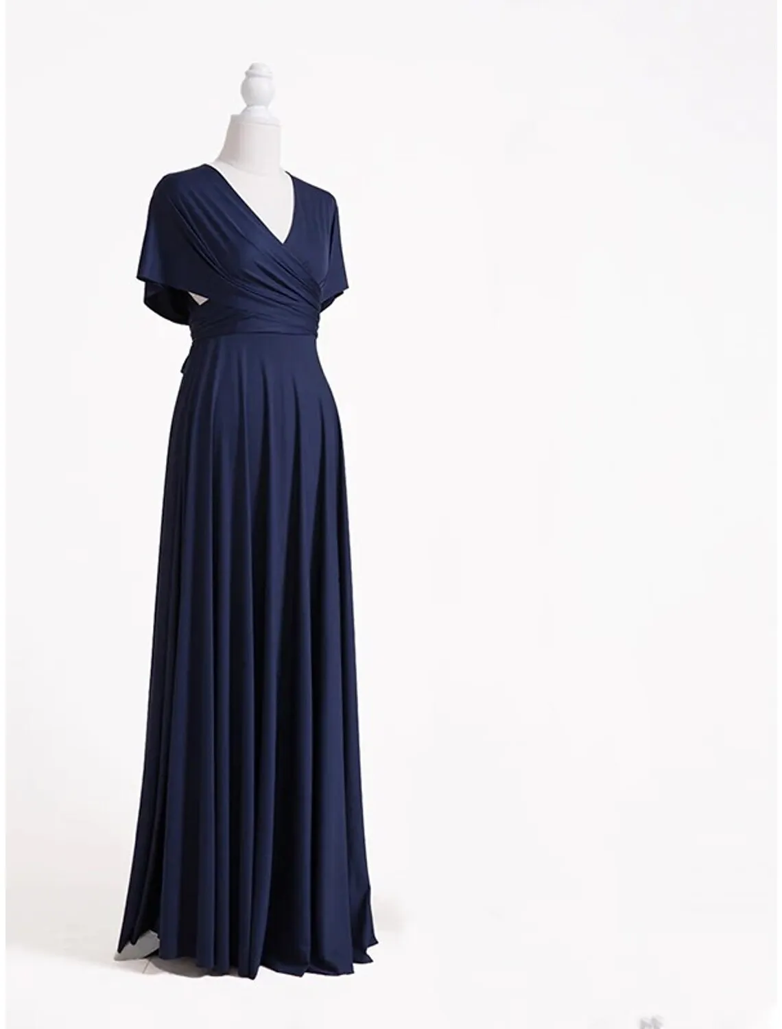 Luolandi Sheath / Column Bridesmaid Dress V Neck Sleeveless Convertible Floor Length Spandex with Pleats