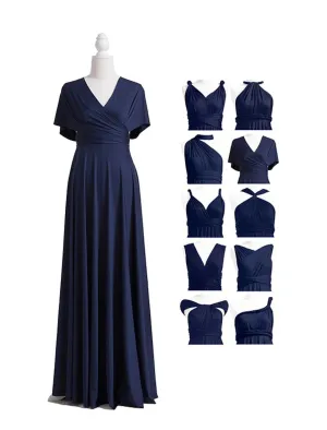 Luolandi Sheath / Column Bridesmaid Dress V Neck Sleeveless Convertible Floor Length Spandex with Pleats