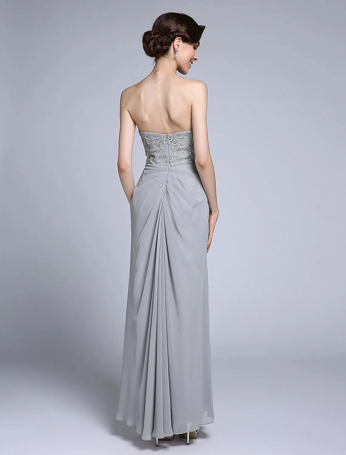 Luolandi Sheath / Column Mother of the Bride Dress Convertible Dress Sweetheart Ankle Length Chiffon Half Sleeve No with Sequin Side