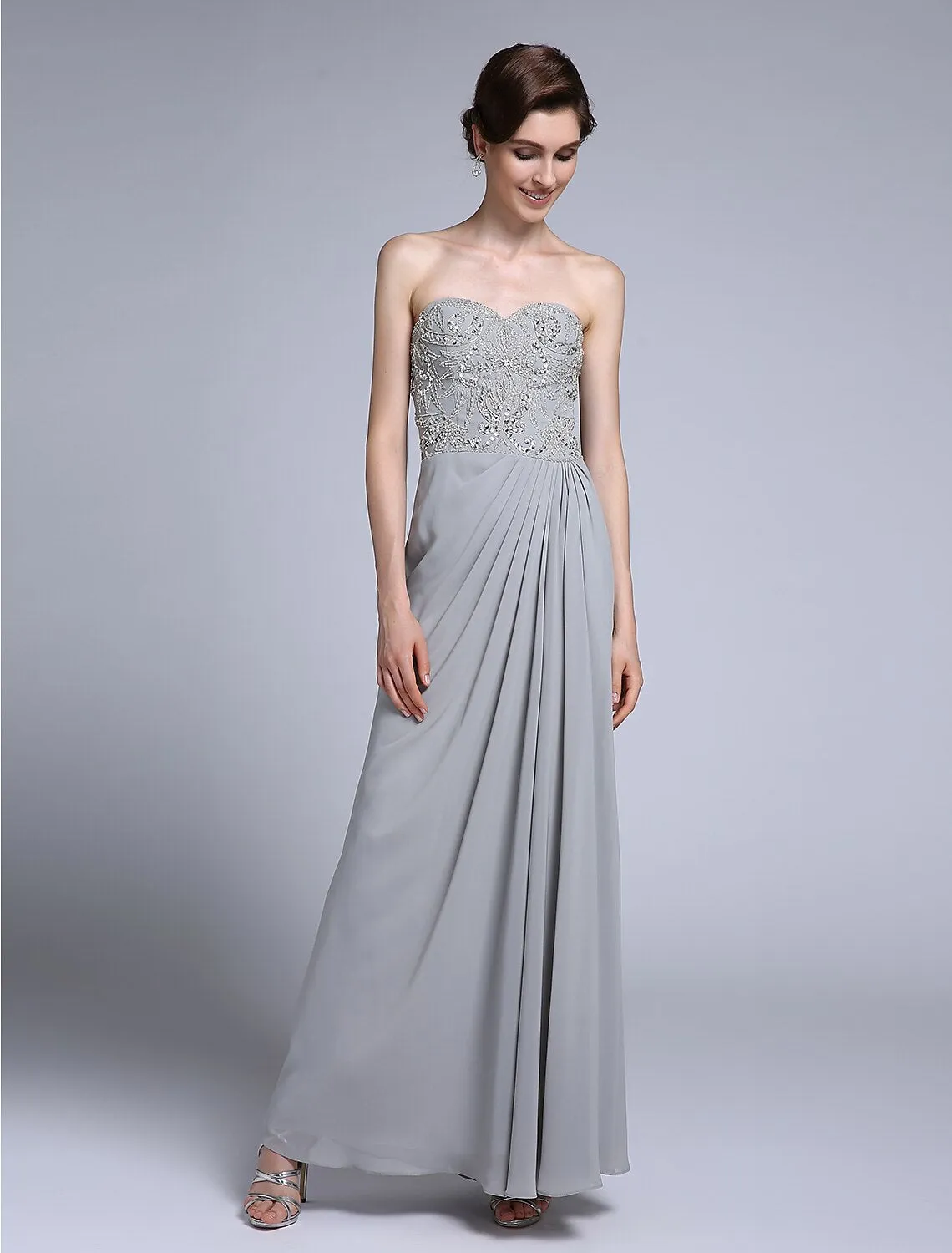 Luolandi Sheath / Column Mother of the Bride Dress Convertible Dress Sweetheart Ankle Length Chiffon Half Sleeve No with Sequin Side