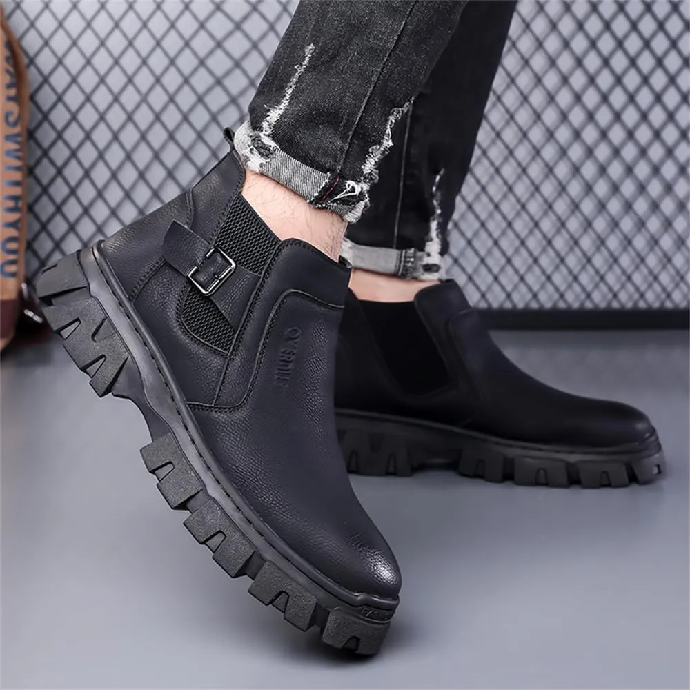 Men's Fashion Ankle Boots Chelsea Boots Round Toe Waterproof Classic Dress Booties for Men Men's Motorcycle Boots