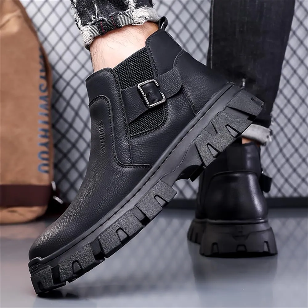 Men's Fashion Ankle Boots Chelsea Boots Round Toe Waterproof Classic Dress Booties for Men Men's Motorcycle Boots