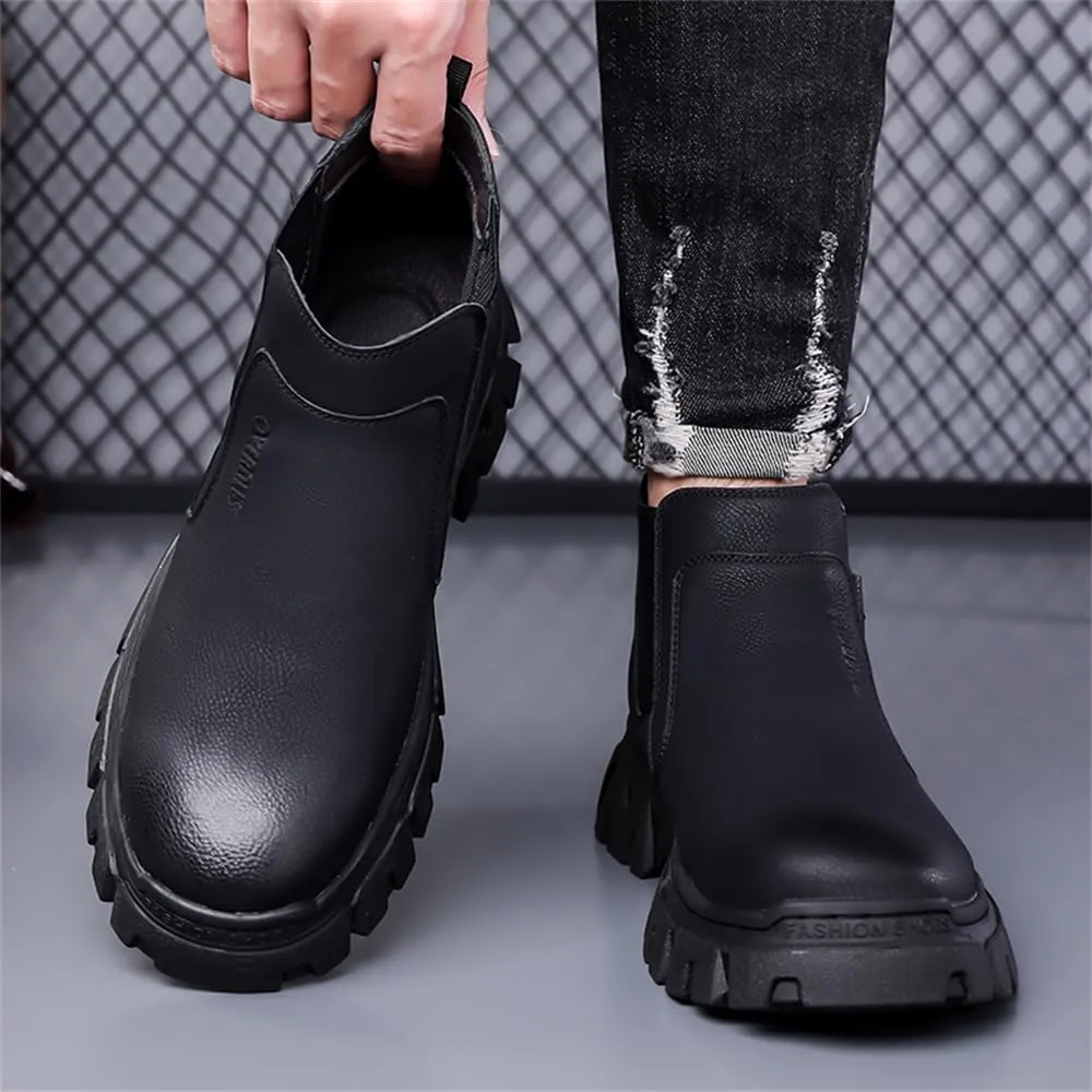 Men's Fashion Ankle Boots Chelsea Boots Round Toe Waterproof Classic Dress Booties for Men Men's Motorcycle Boots
