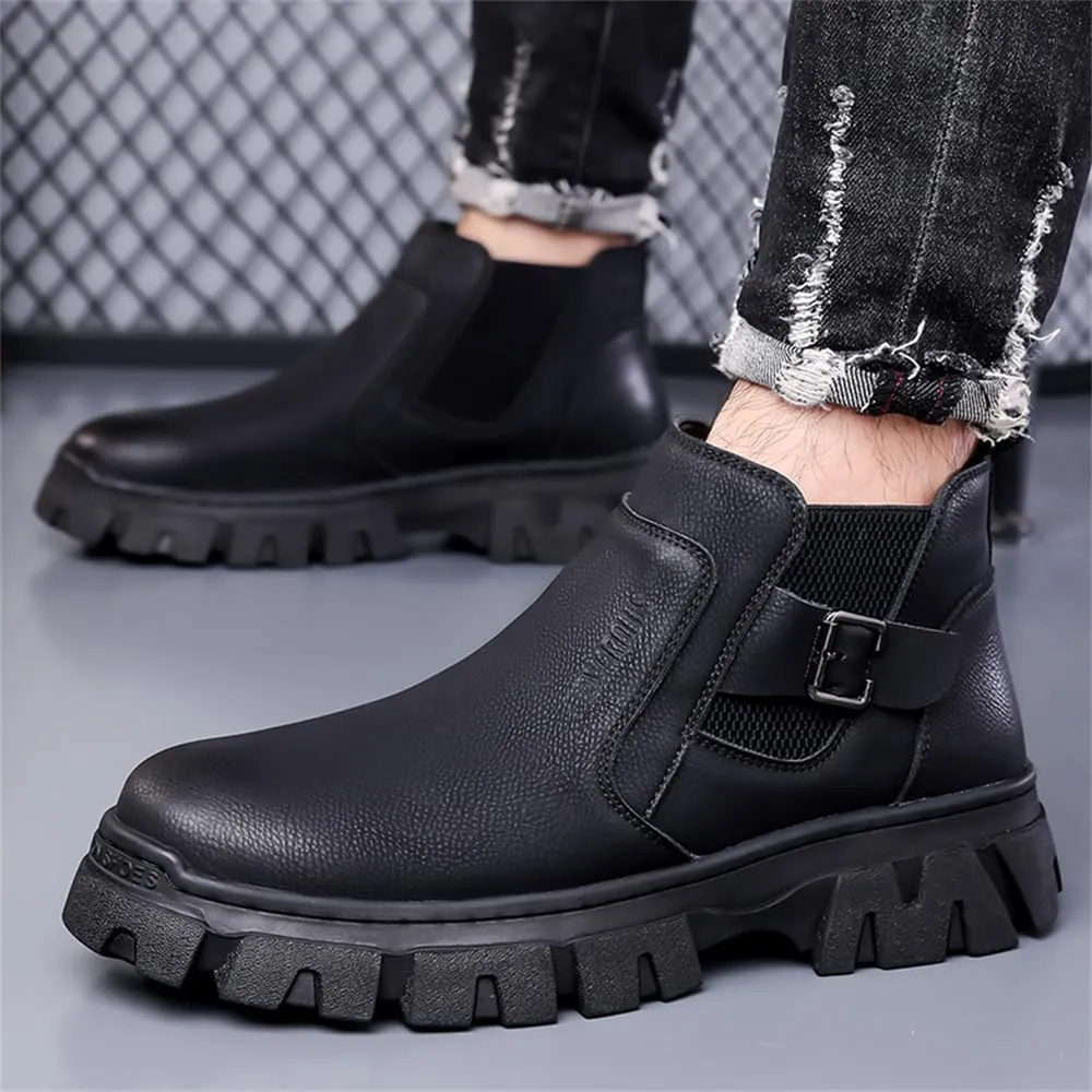 Men's Fashion Ankle Boots Chelsea Boots Round Toe Waterproof Classic Dress Booties for Men Men's Motorcycle Boots