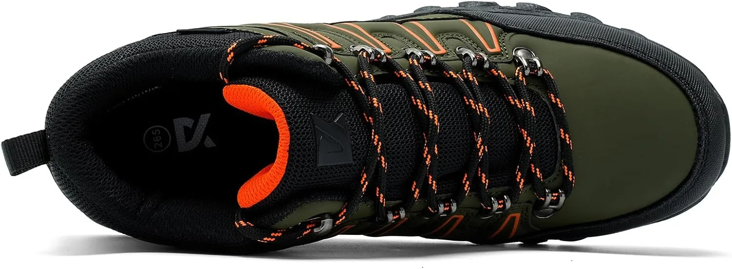 Men's Green Steel Toe Hiking Shoes, Industrial Safety Boots with Puncture Proof, Non Slip, Water Resistant, Comfortable for Construction, Outdoor, Work & Daily Use