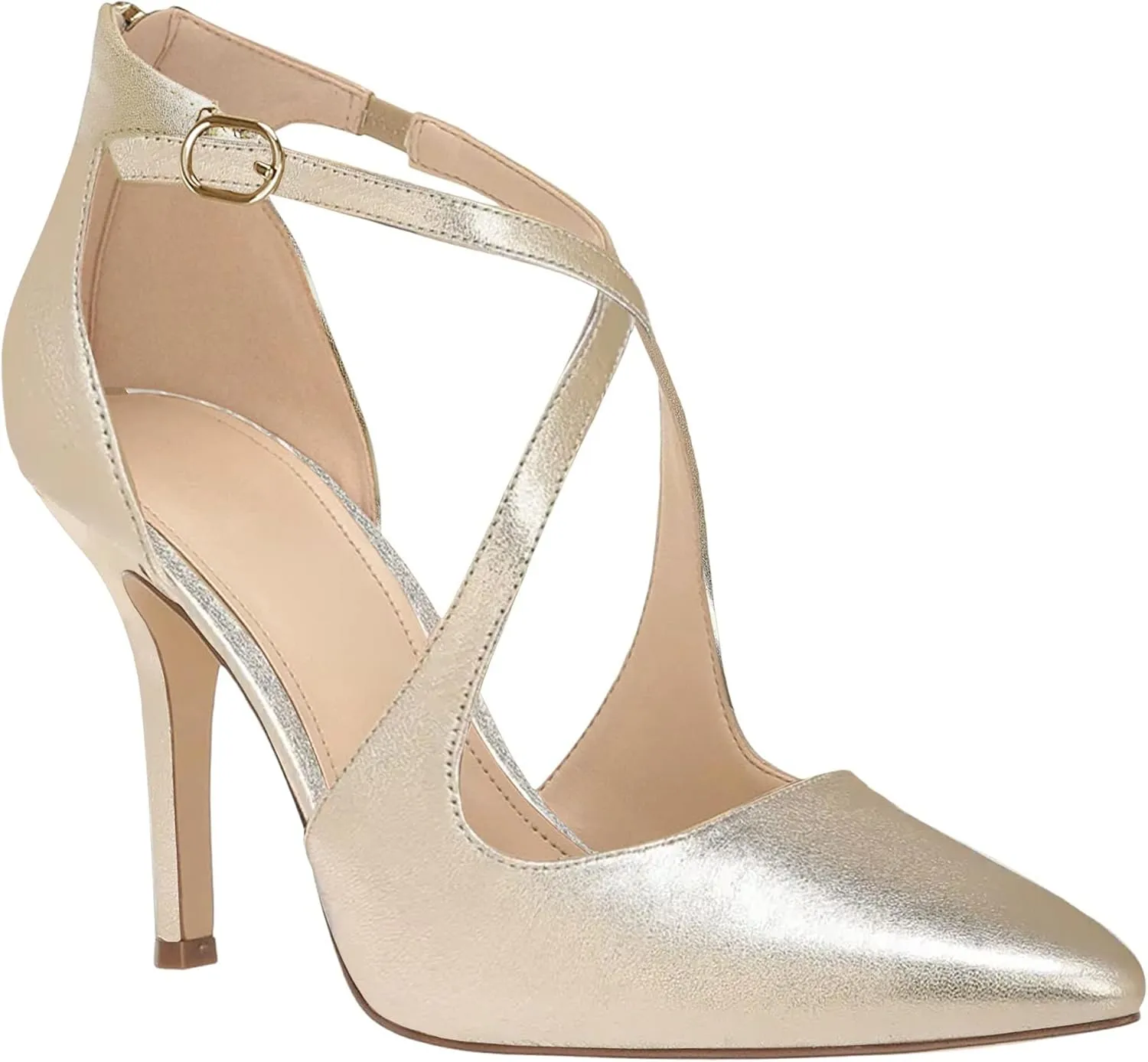 Minshluu Womens Pumps High Heels Pointed Toe Crossed Strap D'Orsay Zip up Stilettos Party Dress Shoes