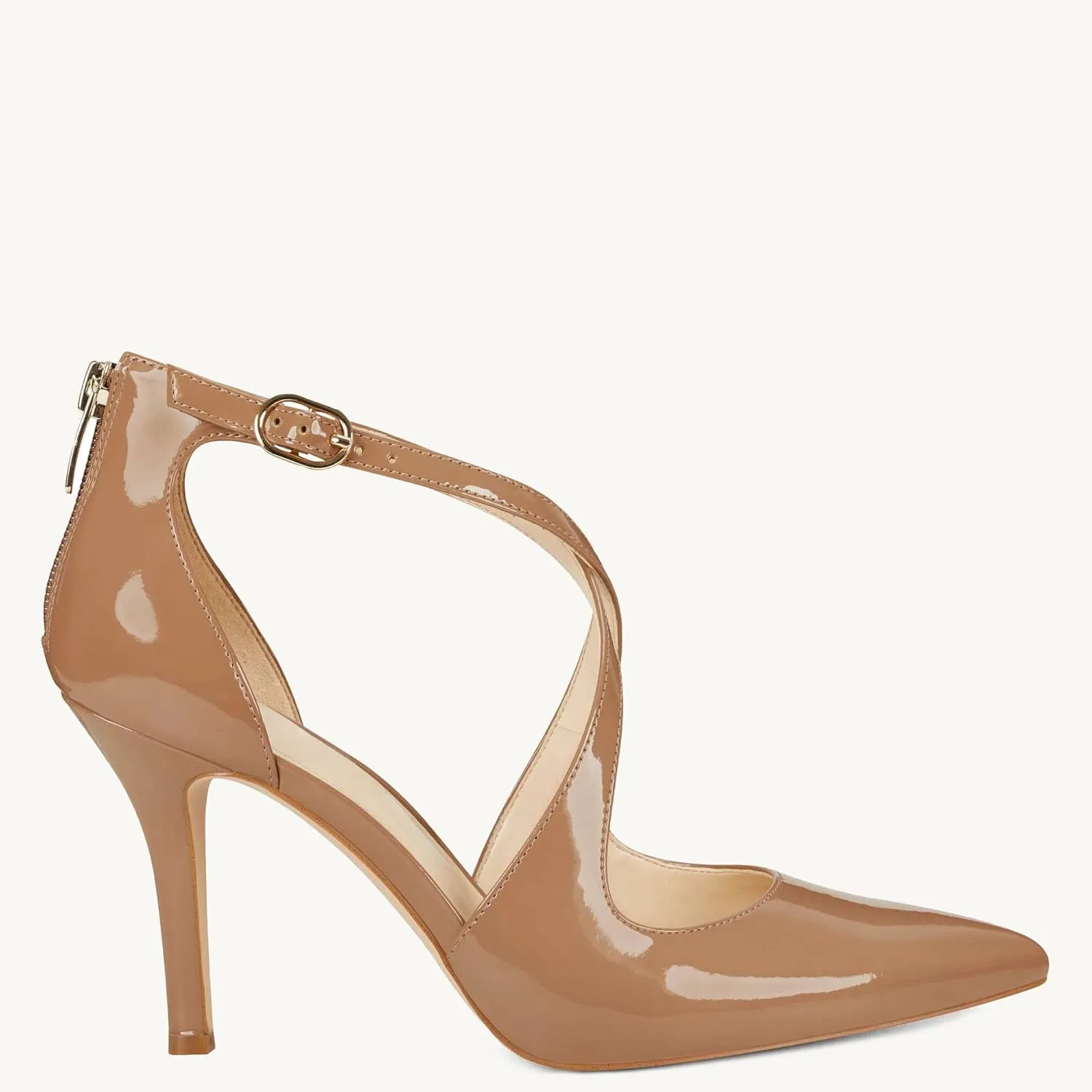 Minshluu Womens Pumps High Heels Pointed Toe Crossed Strap D'Orsay Zip up Stilettos Party Dress Shoes