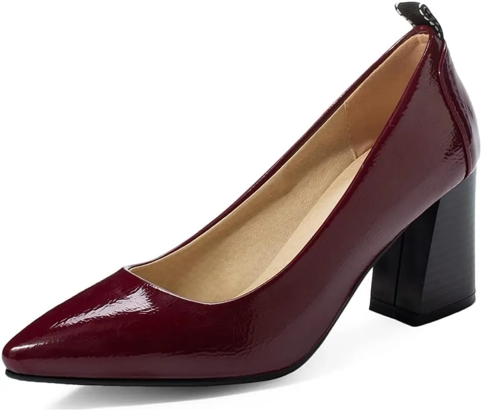 MIOKE Women's Pointed Toe Rhinestone Dress Pumps Suede Slip-On Chunky Mid Heel Wedding Party Evening Shoes