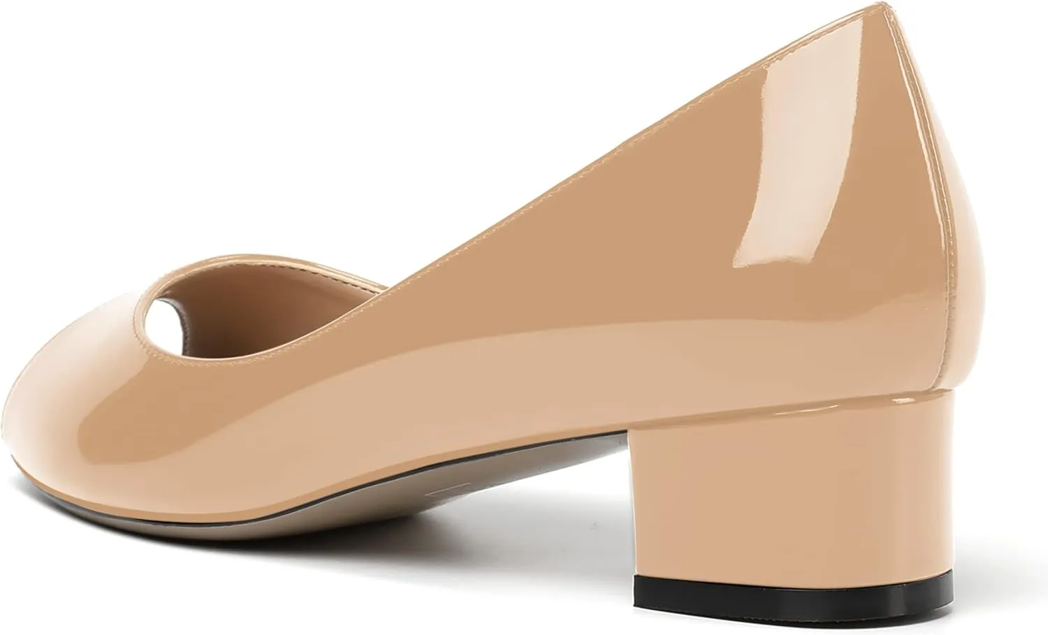 MOVINSTEPS Womens Casual Patent Slip On Dating Peep Toe Chunky Low Heel Pumps Shoes 1.5 Inch