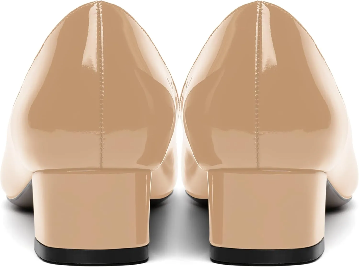 MOVINSTEPS Womens Casual Patent Slip On Dating Peep Toe Chunky Low Heel Pumps Shoes 1.5 Inch