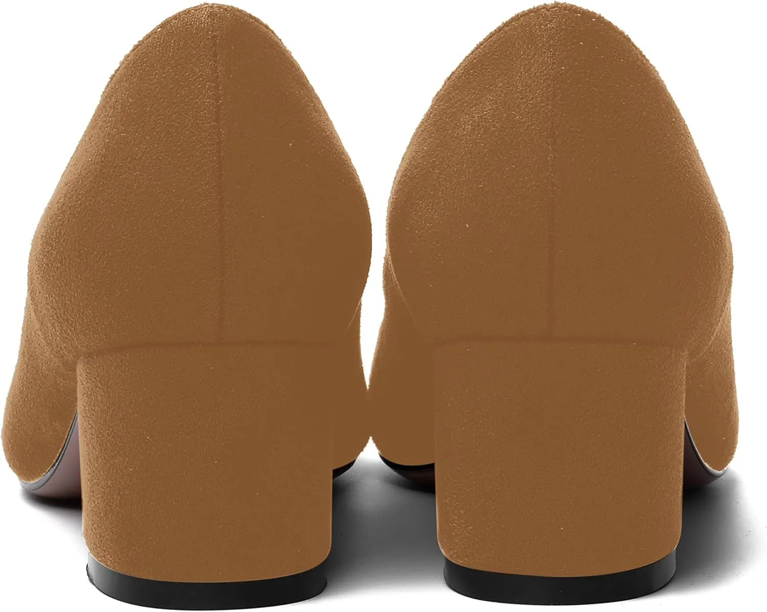 MOVINSTEPS Womens Office Dress Suede Slip On Round Toe Chunky Low Heel Pumps Shoes 2 Inch