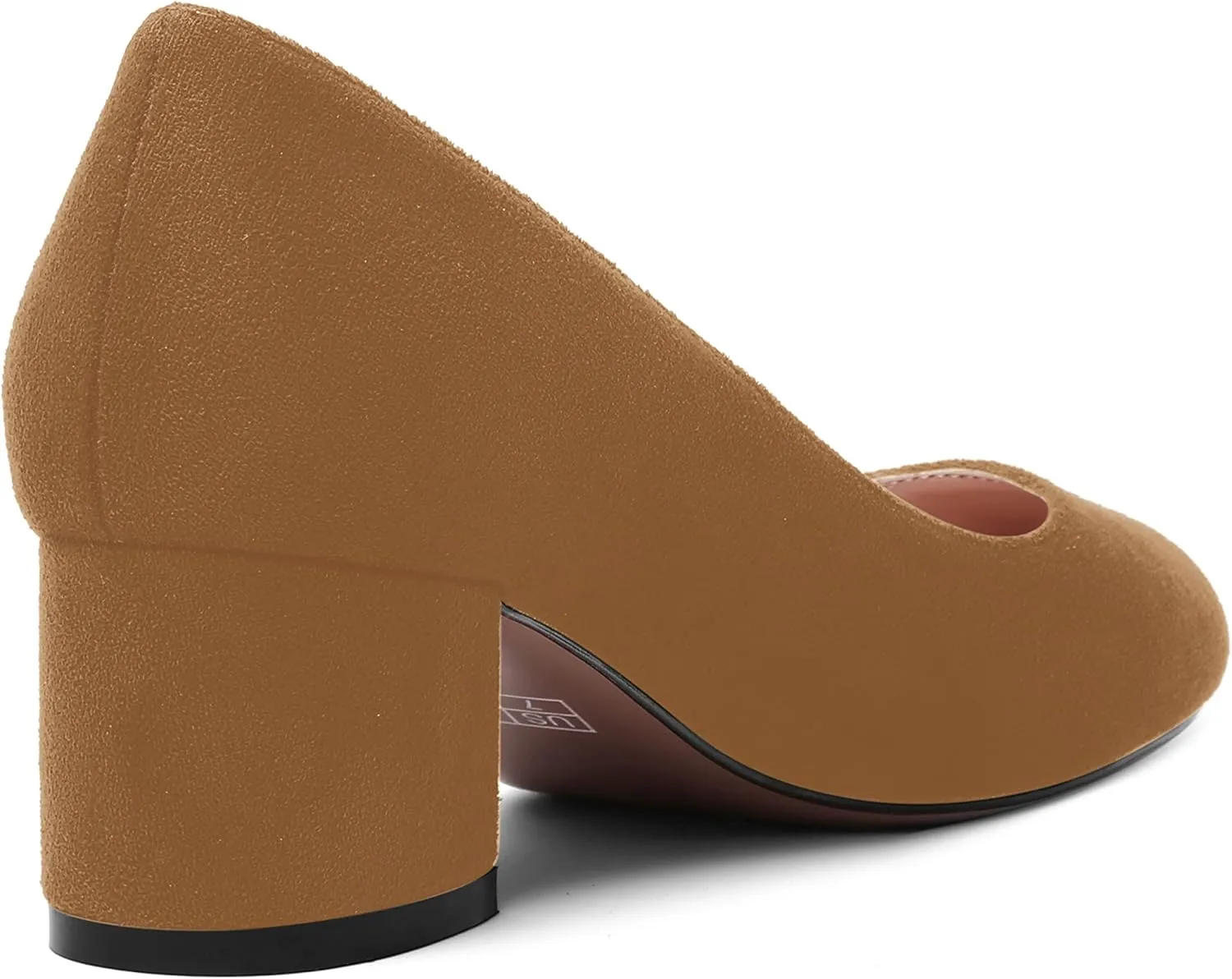 MOVINSTEPS Womens Office Dress Suede Slip On Round Toe Chunky Low Heel Pumps Shoes 2 Inch
