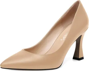 MOVINSTEPS Womens Slip On Pointed Toe Matte Sexy Wedding Spool High Heel Pumps Shoes 3.3 Inch