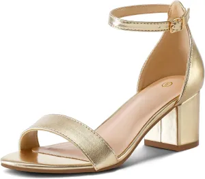 mysoft Women's Chunky Low Heels Open Toe Block Heeled Dress Ankle Strap Pump Wedding Sandals