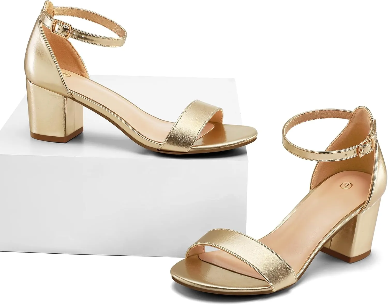 mysoft Women's Chunky Low Heels Open Toe Block Heeled Dress Ankle Strap Pump Wedding Sandals