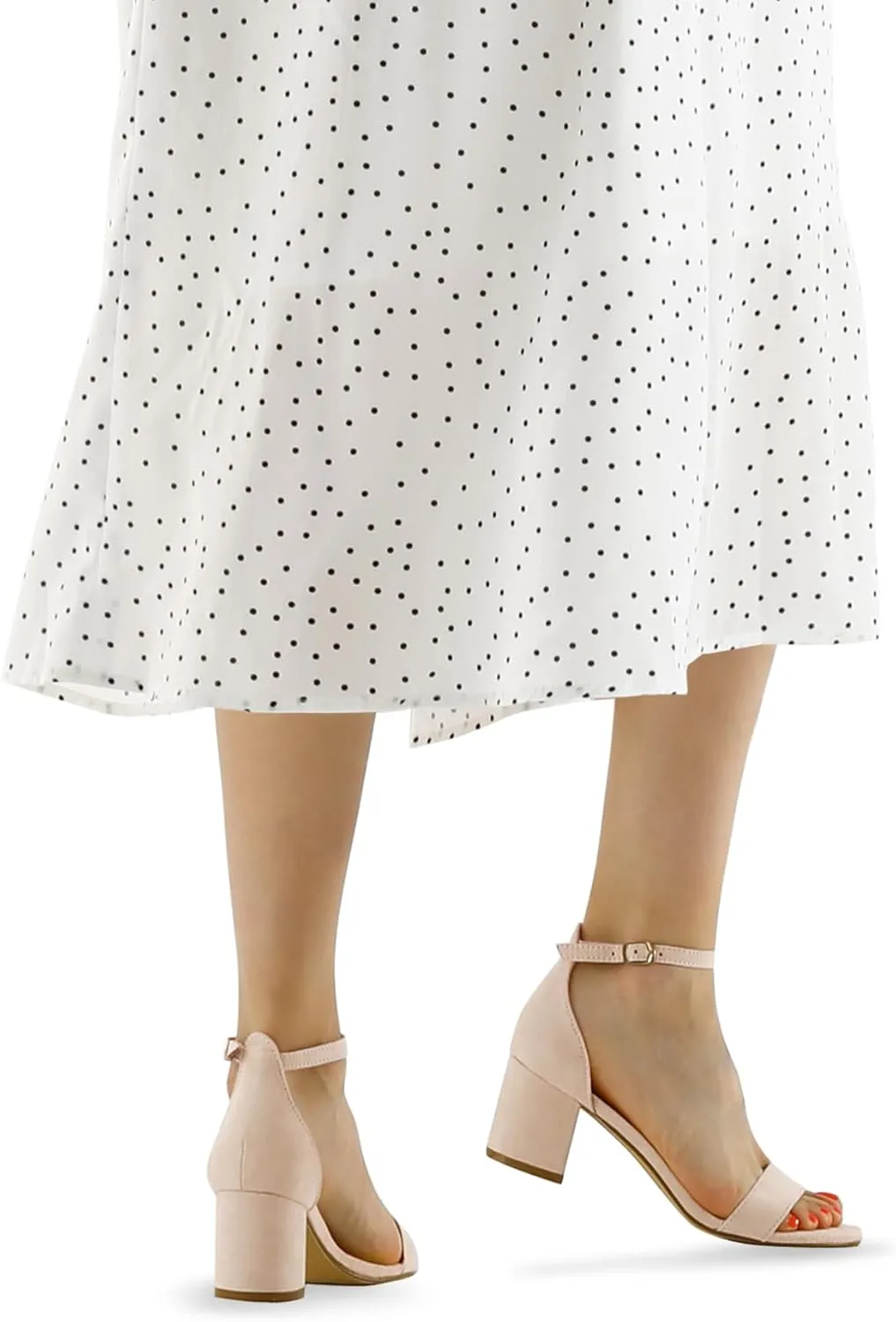 mysoft Women's Chunky Low Heels Open Toe Block Heeled Dress Ankle Strap Pump Wedding Sandals