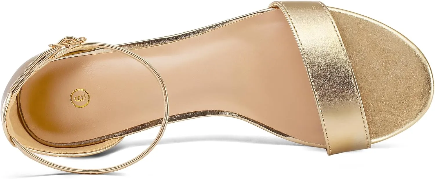 mysoft Women's Chunky Low Heels Open Toe Block Heeled Dress Ankle Strap Pump Wedding Sandals