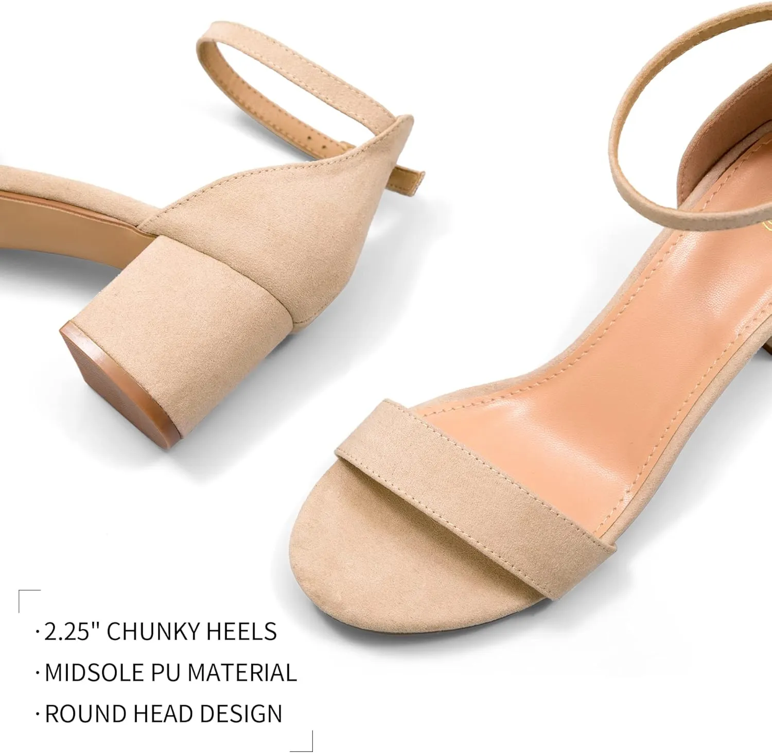 mysoft Women's Chunky Low Heels Open Toe Block Heeled Dress Ankle Strap Pump Wedding Sandals