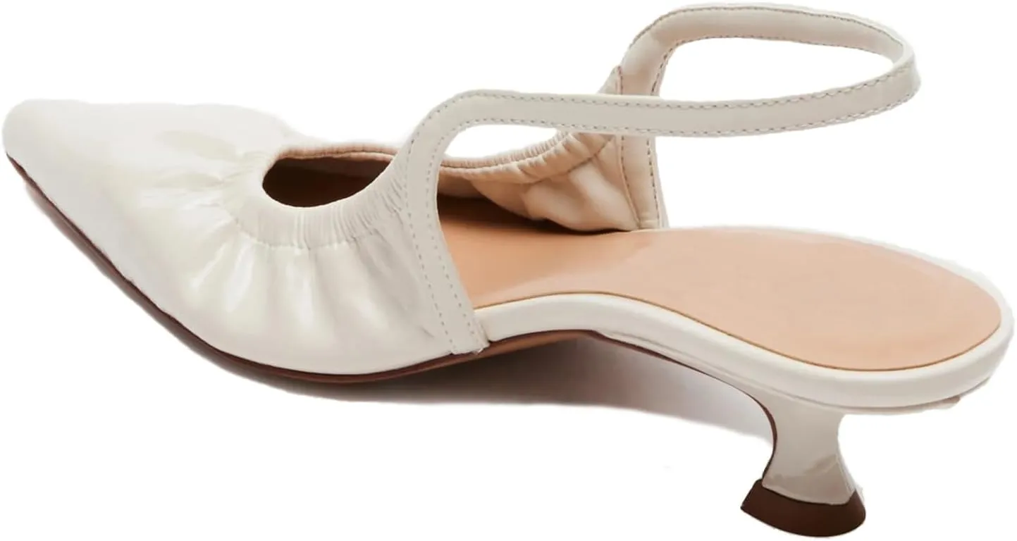 olomisa Slingback Pumps for Women, Kitten Heels with Pointed Toe Low Heel Sandals Ankle Strap Heels Slip-On Pumps