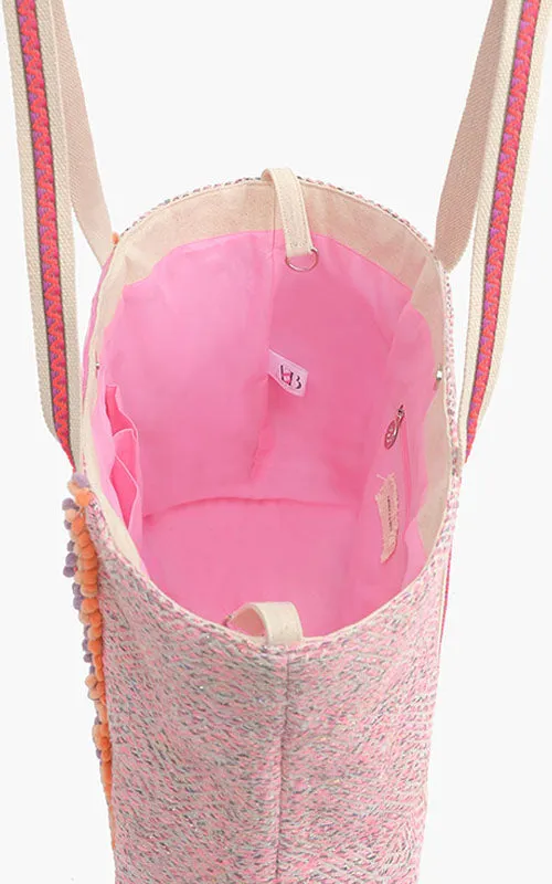 Orange to Mauve Ombre Embellished Tote