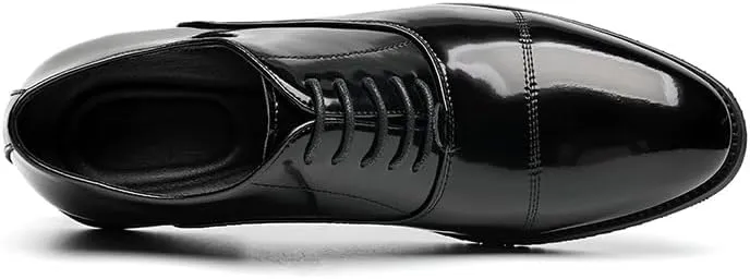 Oxford Formal Shoes for Men Lace Up Pointed Toe Vegan Leather Cap Toe Oxford Shoes Non Slip Low Top Slip Resistant Anti-Slip Rubber Sole Prom
