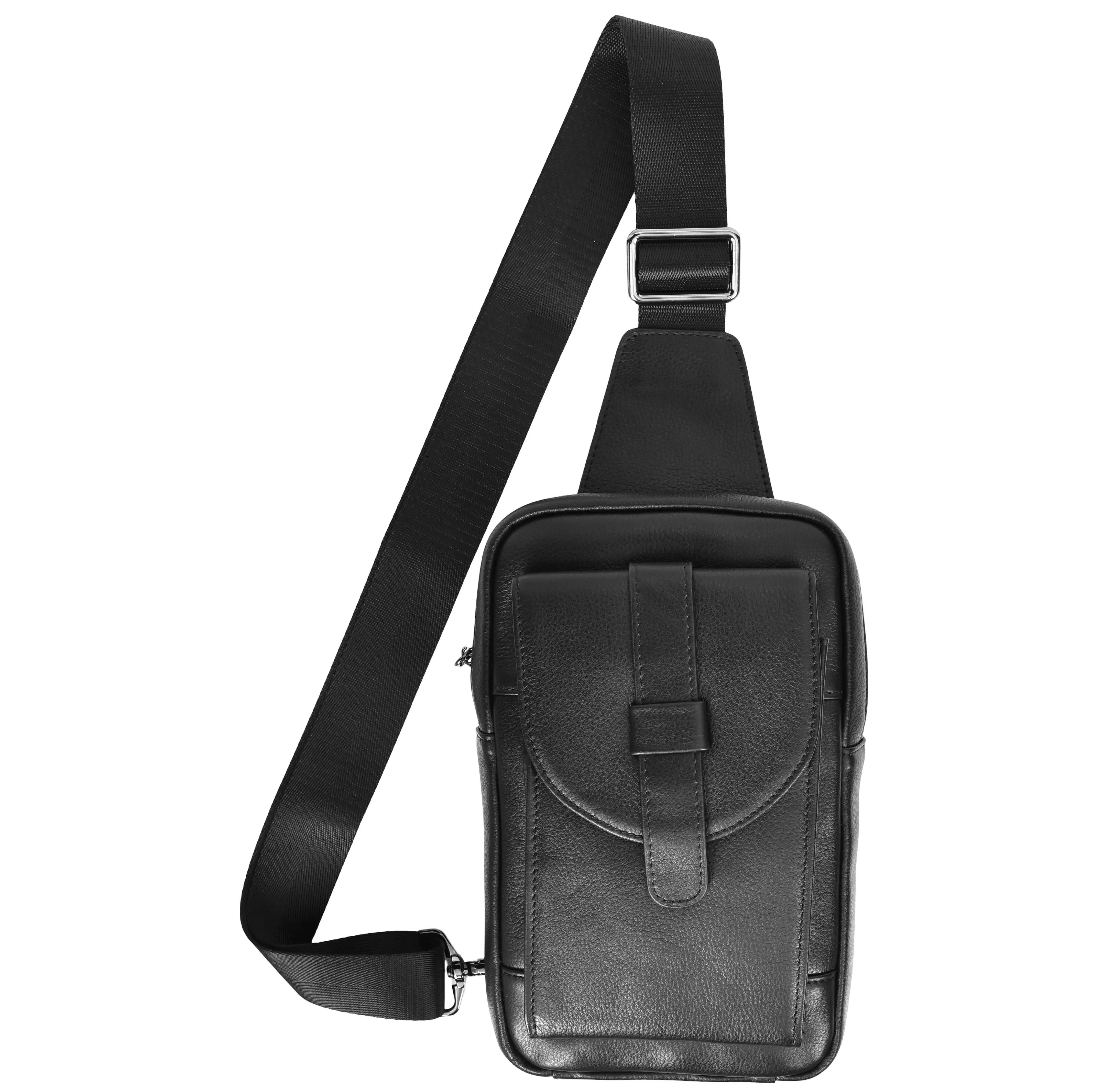 Real Leather Holster Chest Pack Casual Cross Body Sling Travel Organiser Bag A710 Black