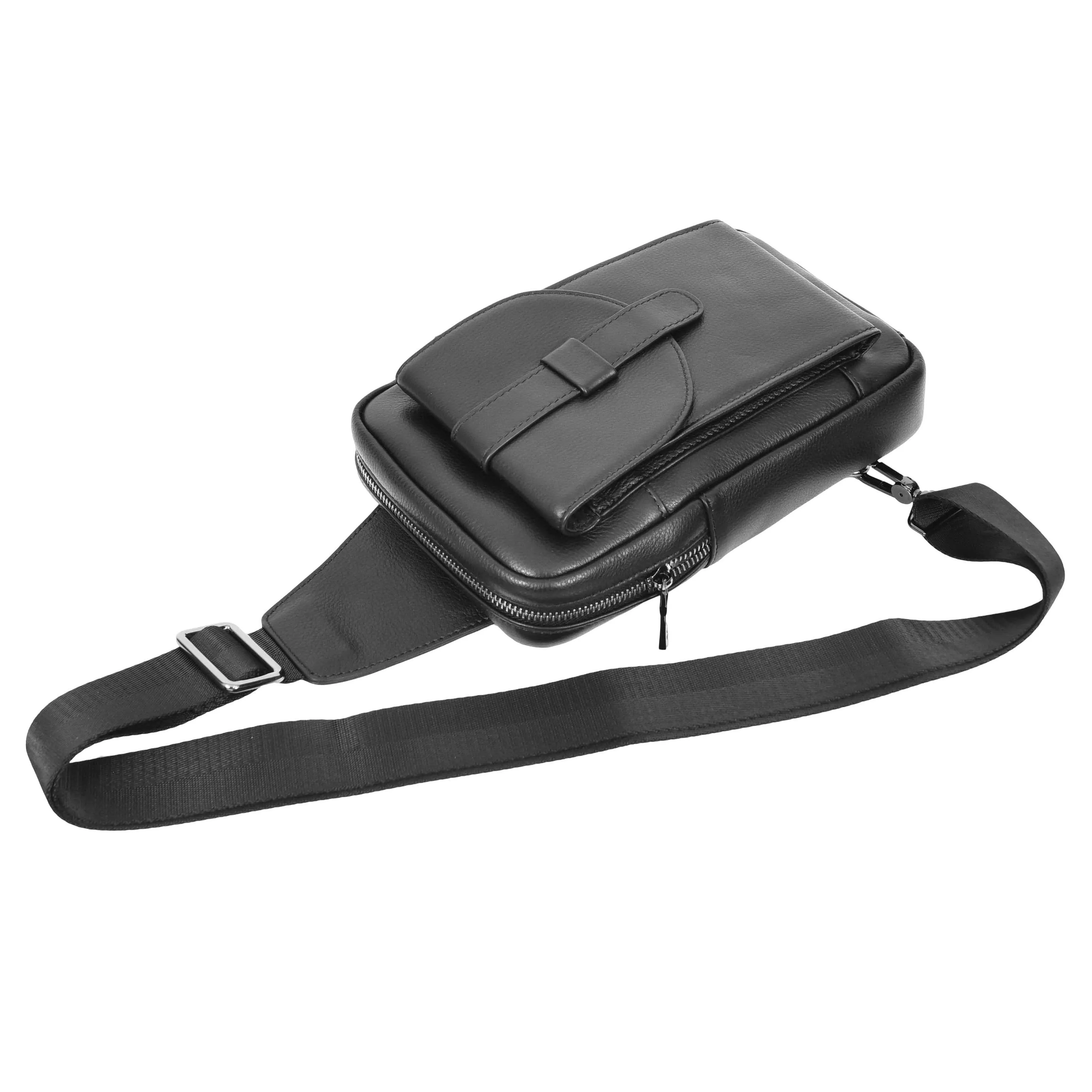 Real Leather Holster Chest Pack Casual Cross Body Sling Travel Organiser Bag A710 Black