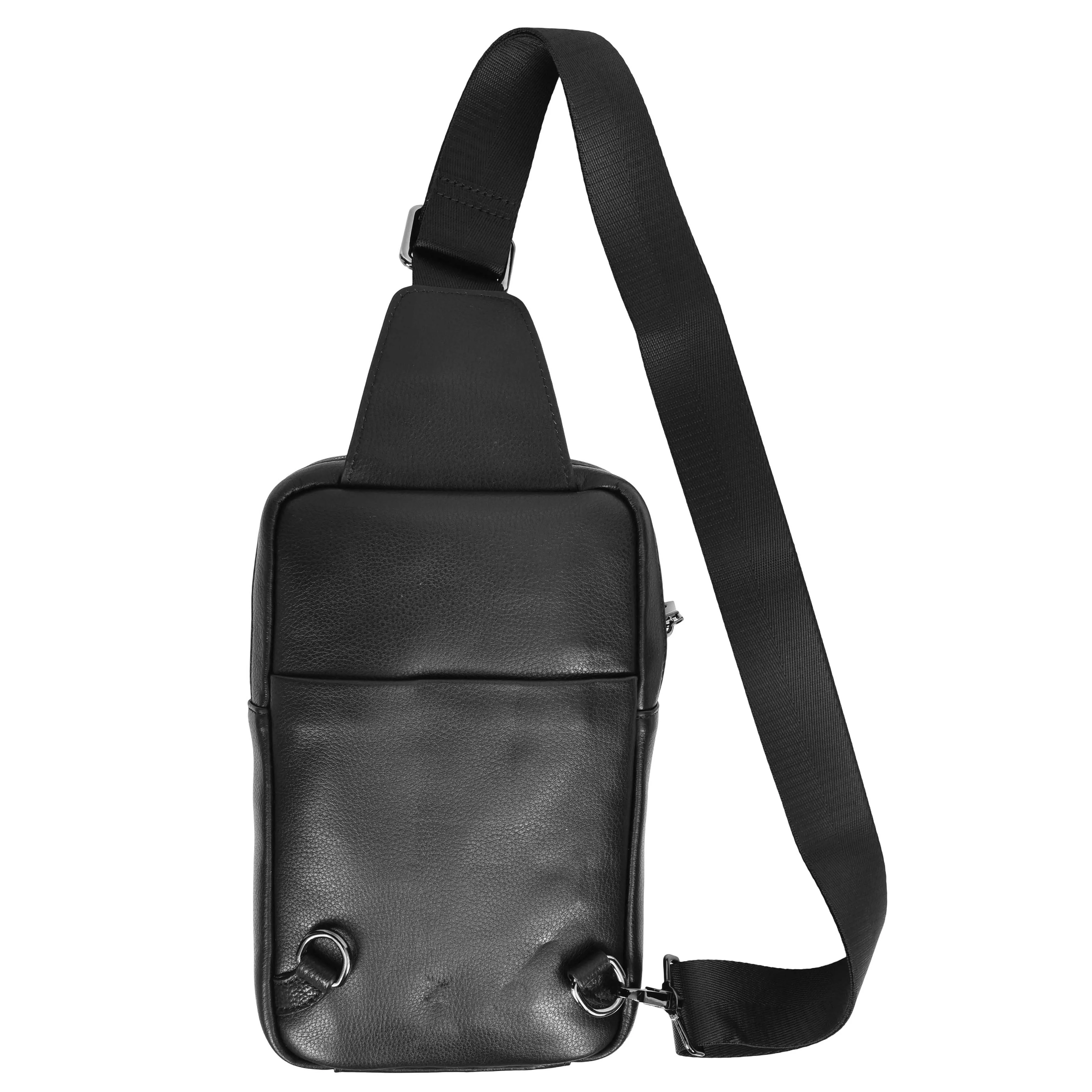 Real Leather Holster Chest Pack Casual Cross Body Sling Travel Organiser Bag A710 Black