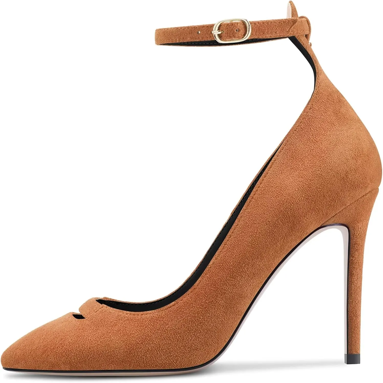 Saekcted Women Stiletto High Heel Pointed Toe Pumps Ankle Strap Wedding Dress Cute 3.9 Inches Heels