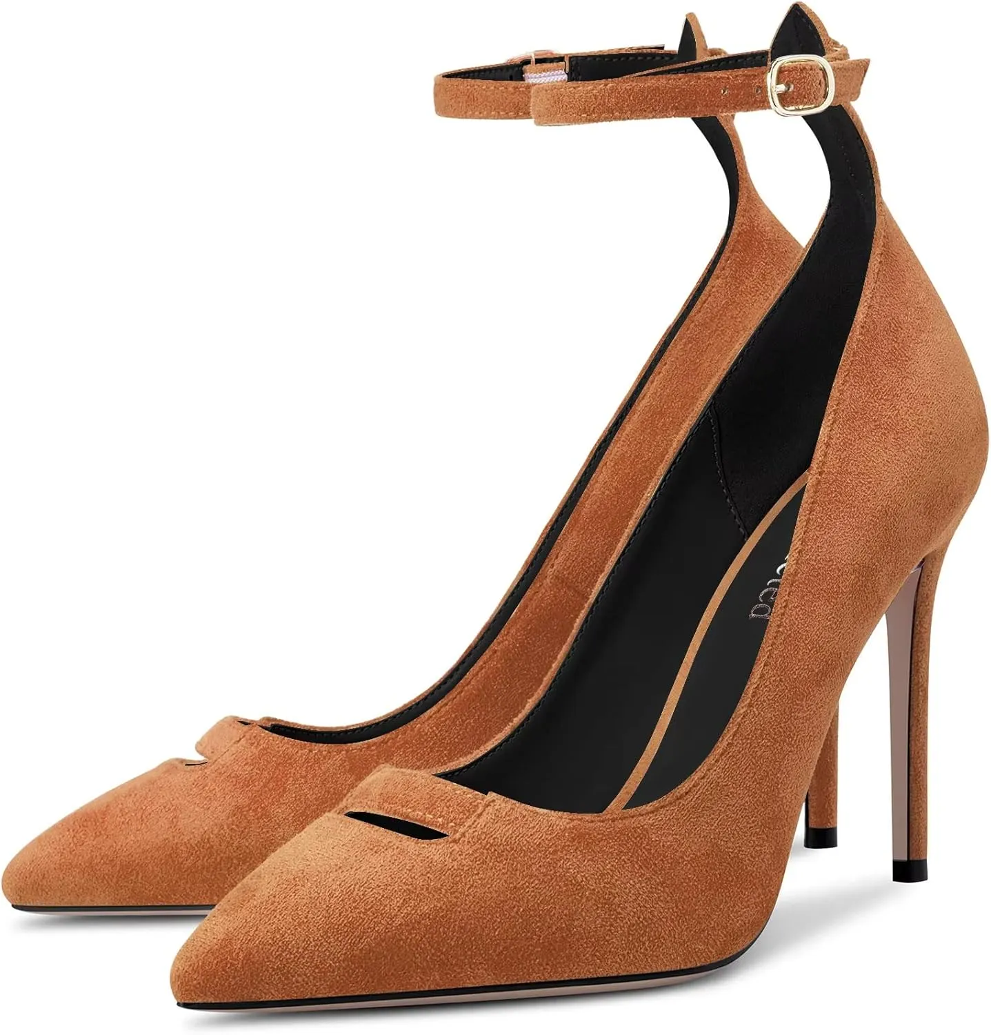 Saekcted Women Stiletto High Heel Pointed Toe Pumps Ankle Strap Wedding Dress Cute 3.9 Inches Heels