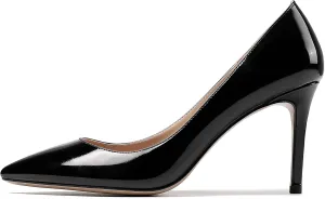 SAMMITOP Women's Pointed Toe Classic Pumps High Heels Slip On Office Party Evening Dress Shoes