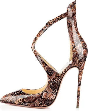 SAMMITOP Women's Pointed Toe Stiletto High Heels Crisscross Strappy Pumps Ladies Ankle Buckle Strap Shoes