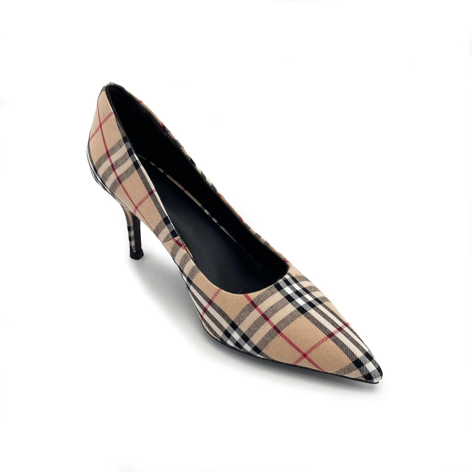Scotland Genuine Leather Stiletto Heels Pumps with Tartan Pattern Classic Design