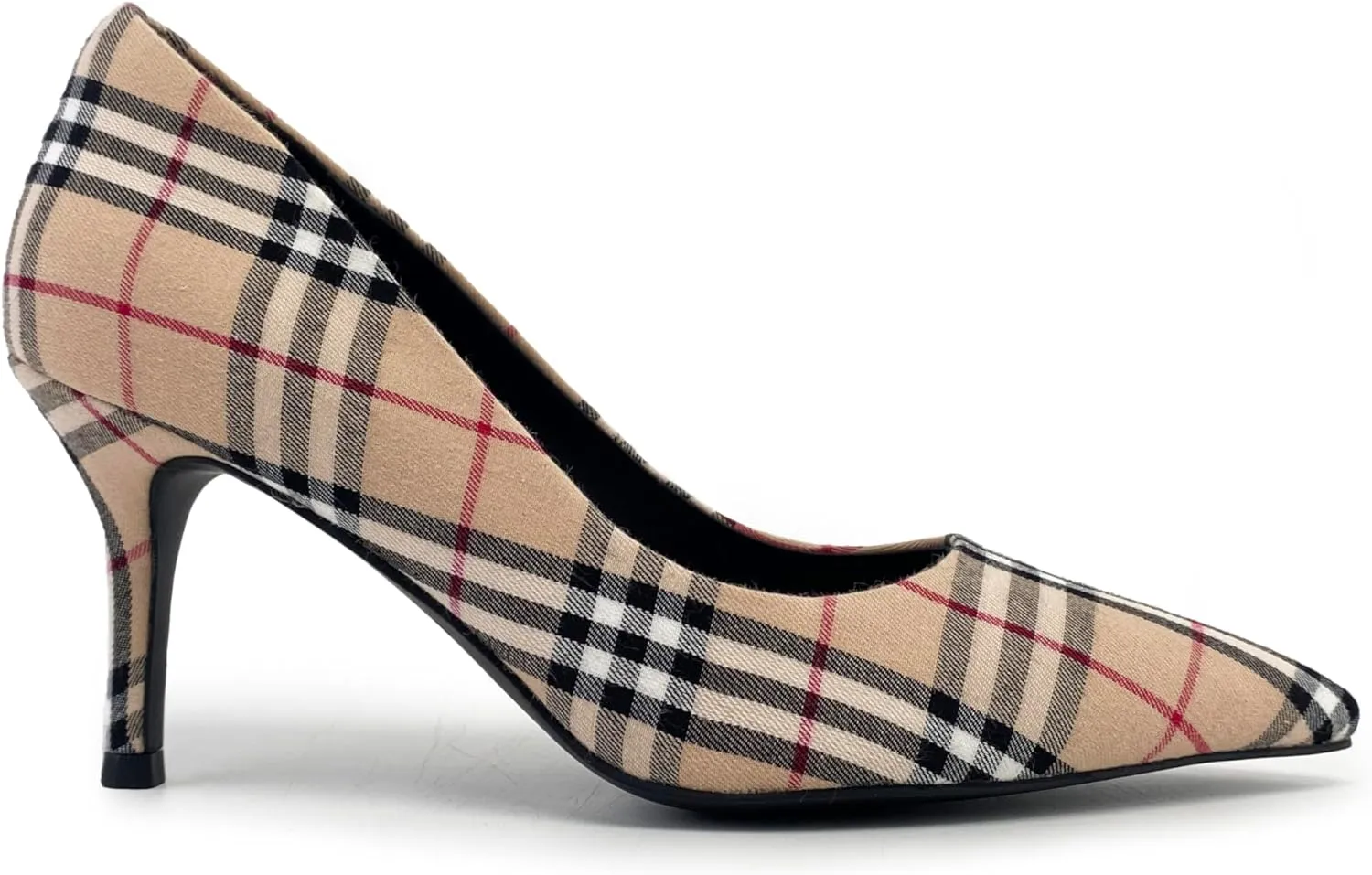 Scotland Genuine Leather Stiletto Heels Pumps with Tartan Pattern Classic Design