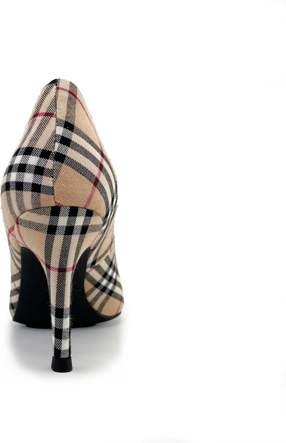 Scotland Genuine Leather Stiletto Heels Pumps with Tartan Pattern Classic Design