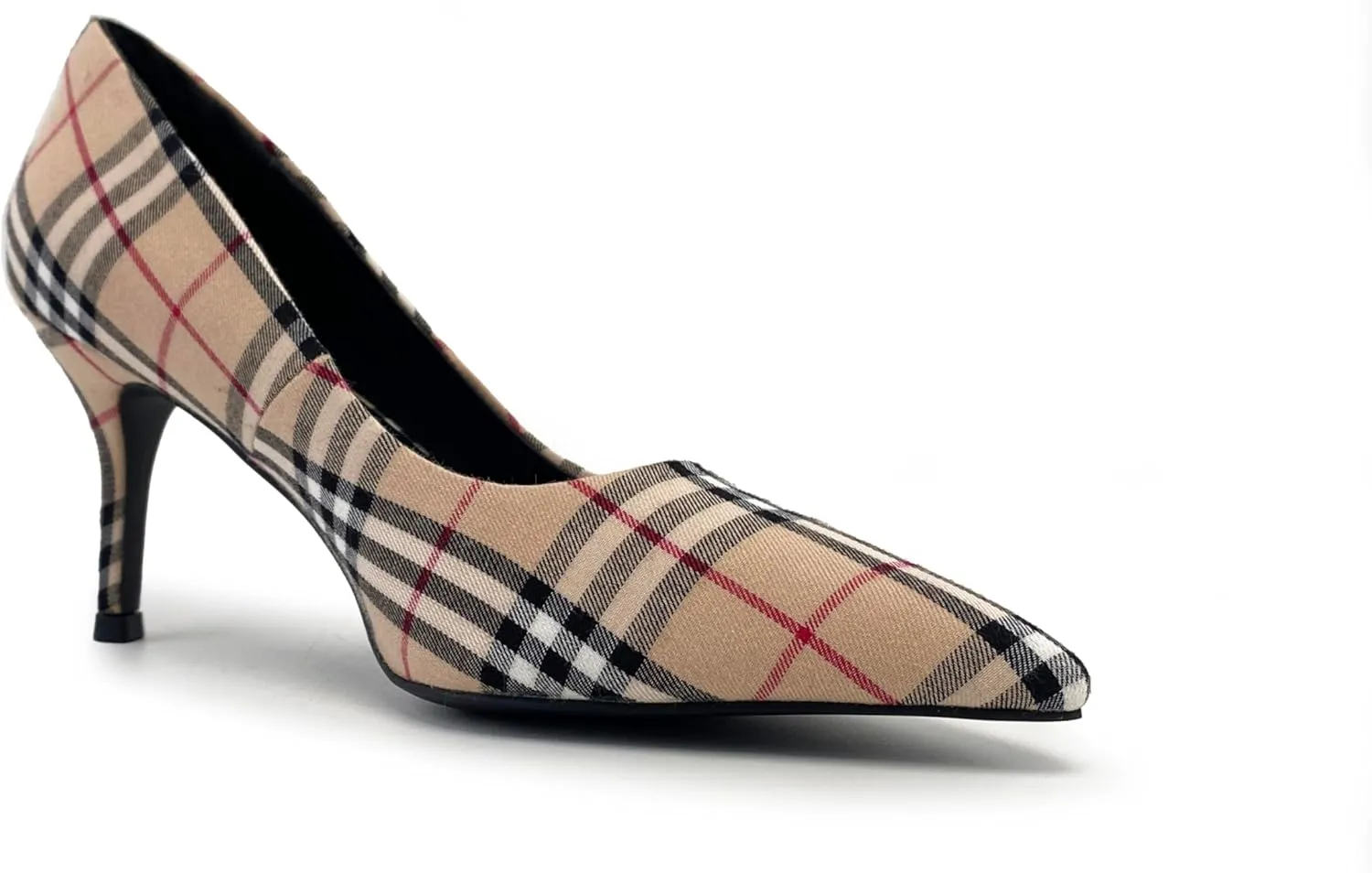 Scotland Genuine Leather Stiletto Heels Pumps with Tartan Pattern Classic Design